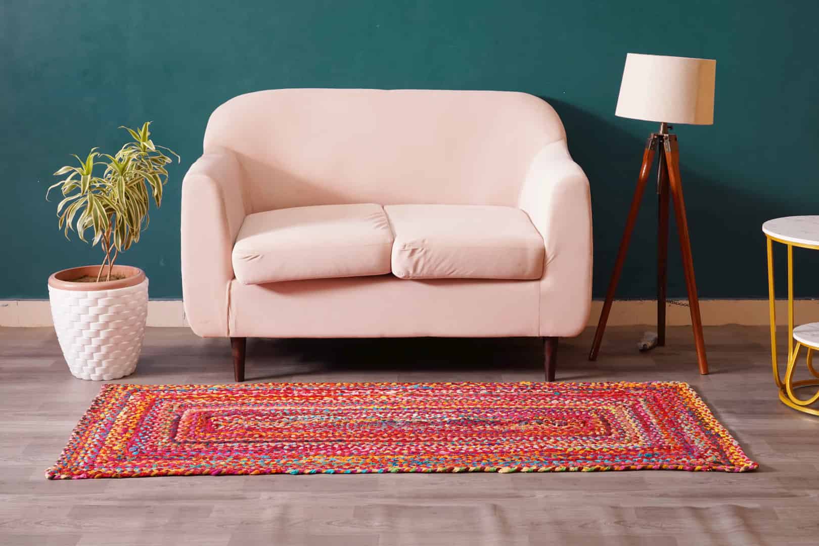 Multicolor Decorative Hand Braided Cotton Runner Rug - Image 2