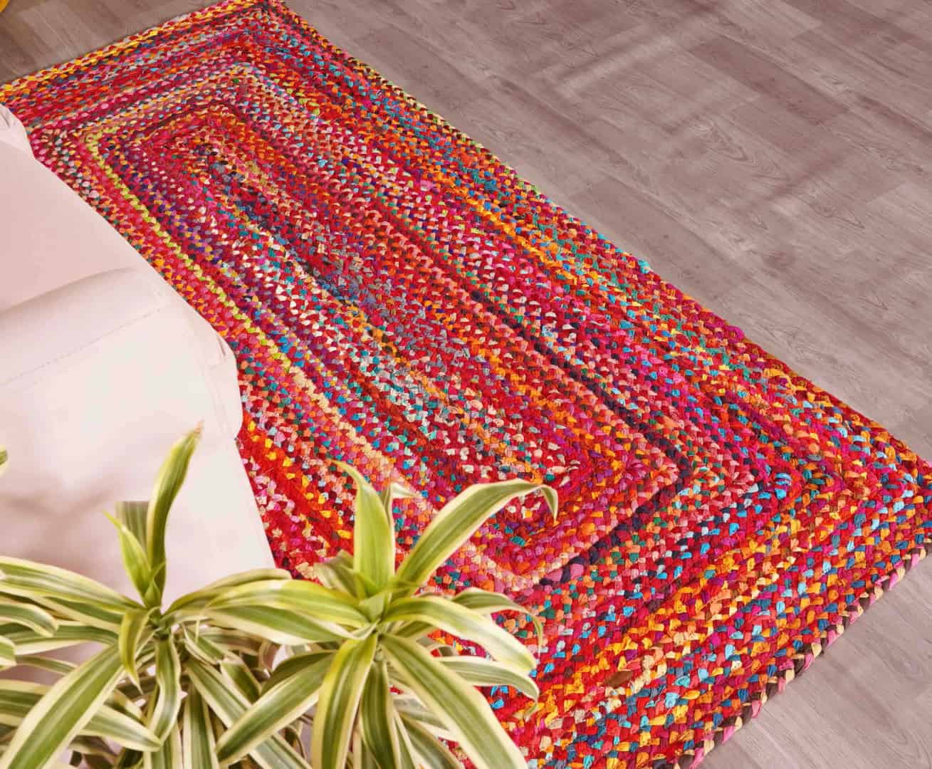 Multicolor Decorative Hand Braided Cotton Runner Rug - Image 4