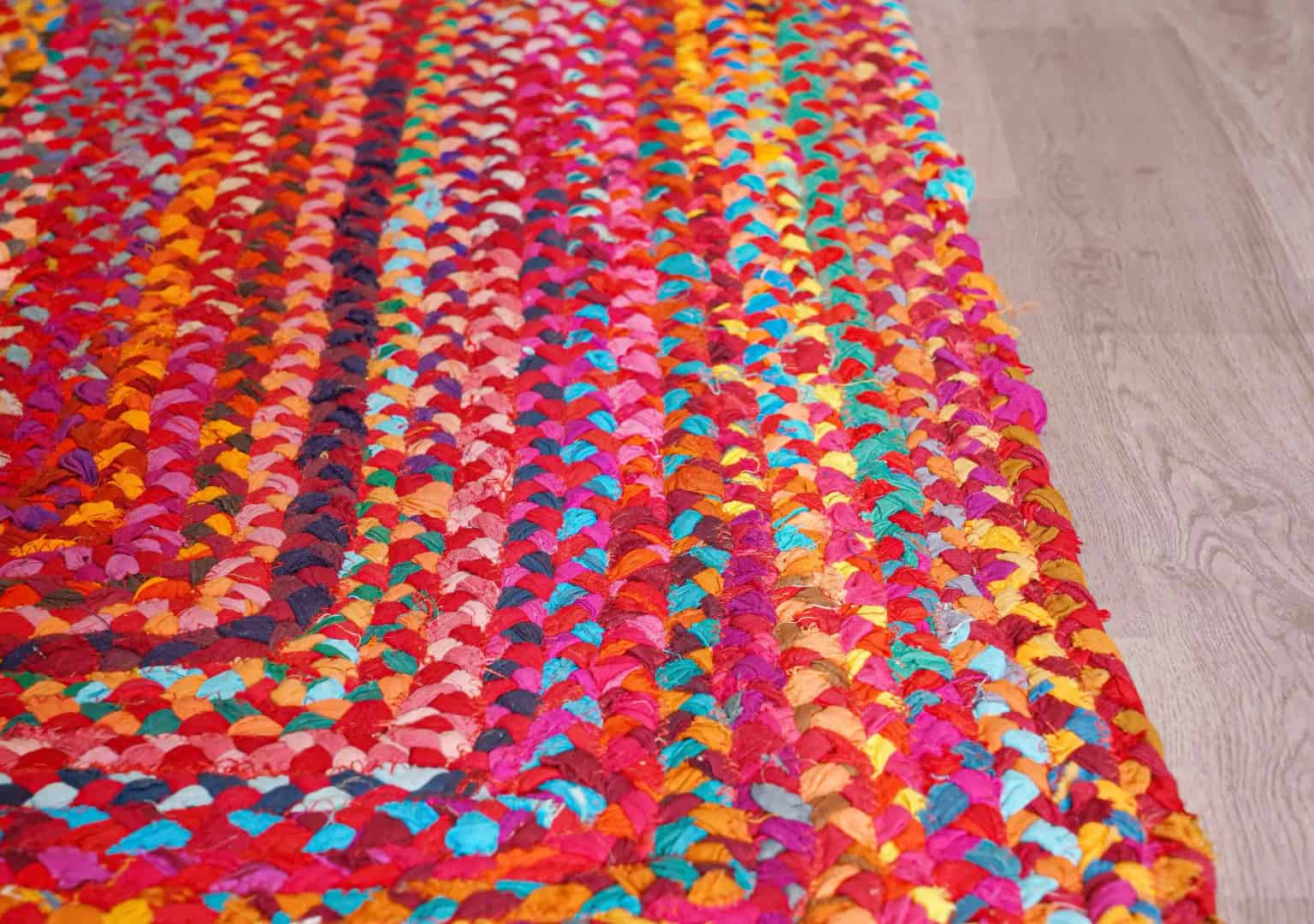 Multicolor Decorative Hand Braided Cotton Runner Rug - Image 8