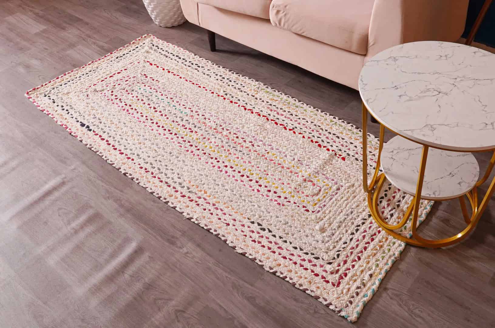 Indian Handwoven Multicolor Cotton Chindi Runner Rug - Image 2