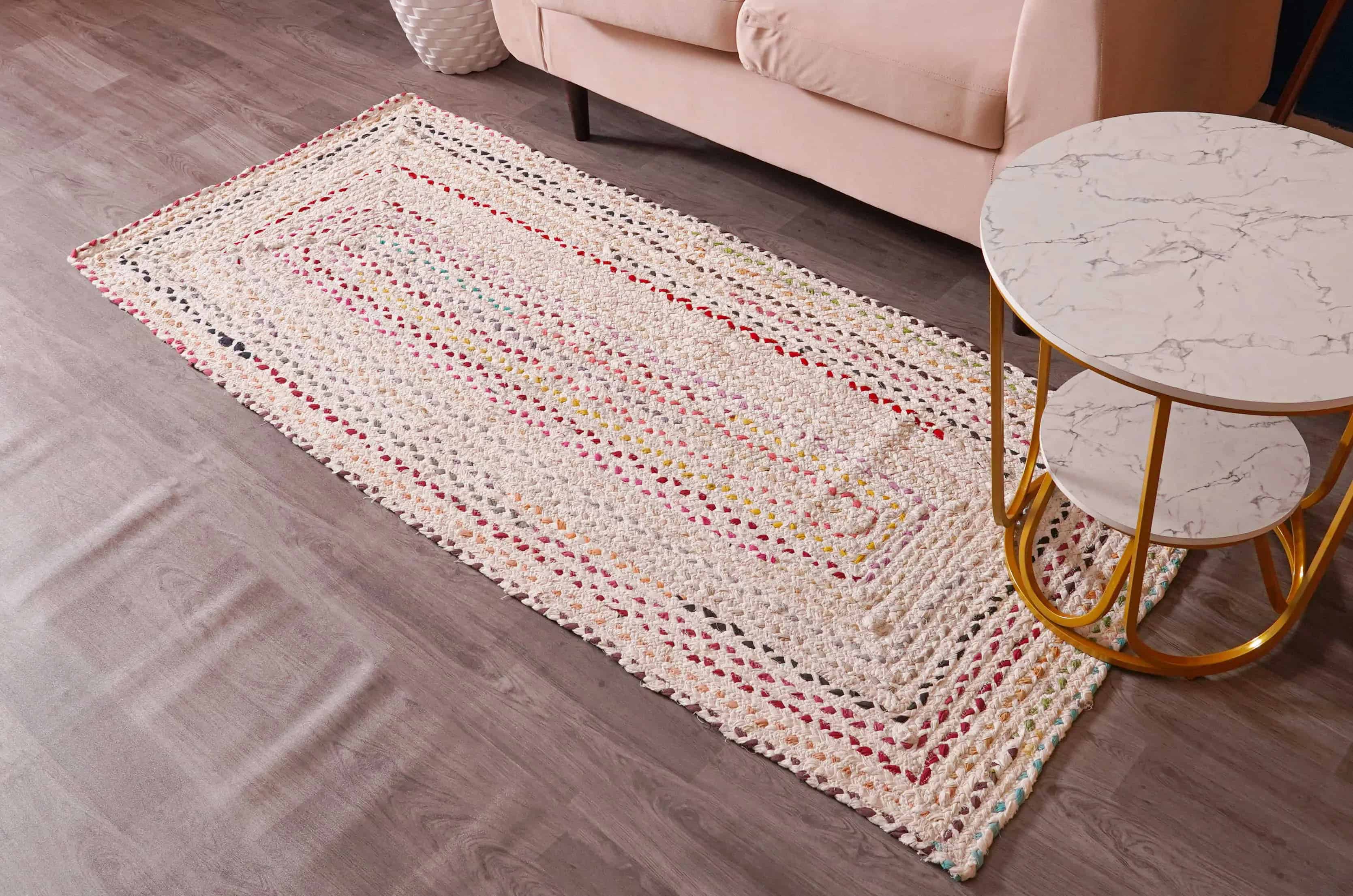 Indian Handwoven Multicolor Cotton Chindi Runner Rug - Image 2
