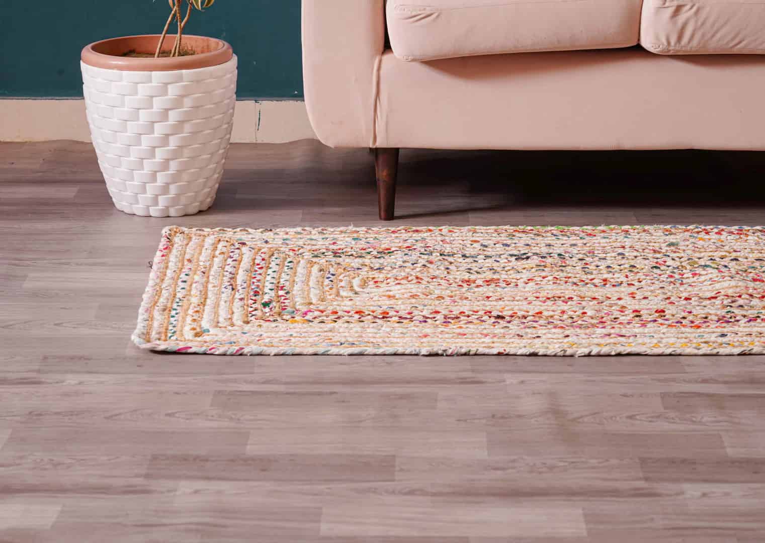 Multicolor Handmade Cotton Jute Chindi Runner Rug - Image 3