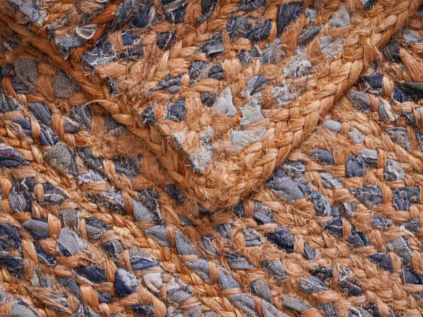 Custom Size Hand Braided Natural Jute Runner Rug with Blue Cotton Chindi Rug  - Image 9