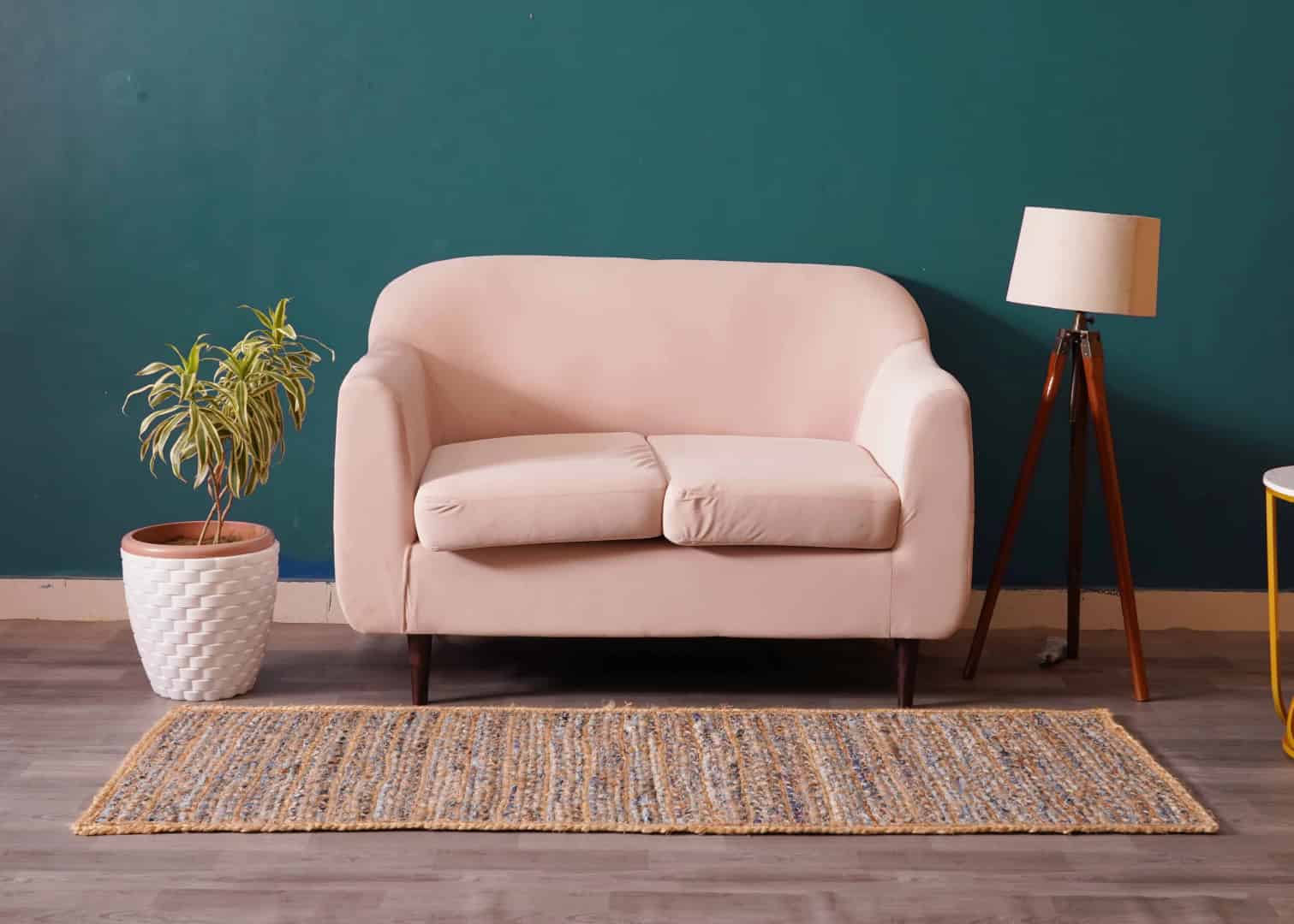 Custom Size Hand Braided Natural Jute Runner Rug with Blue Cotton Chindi Rug  - Image 2