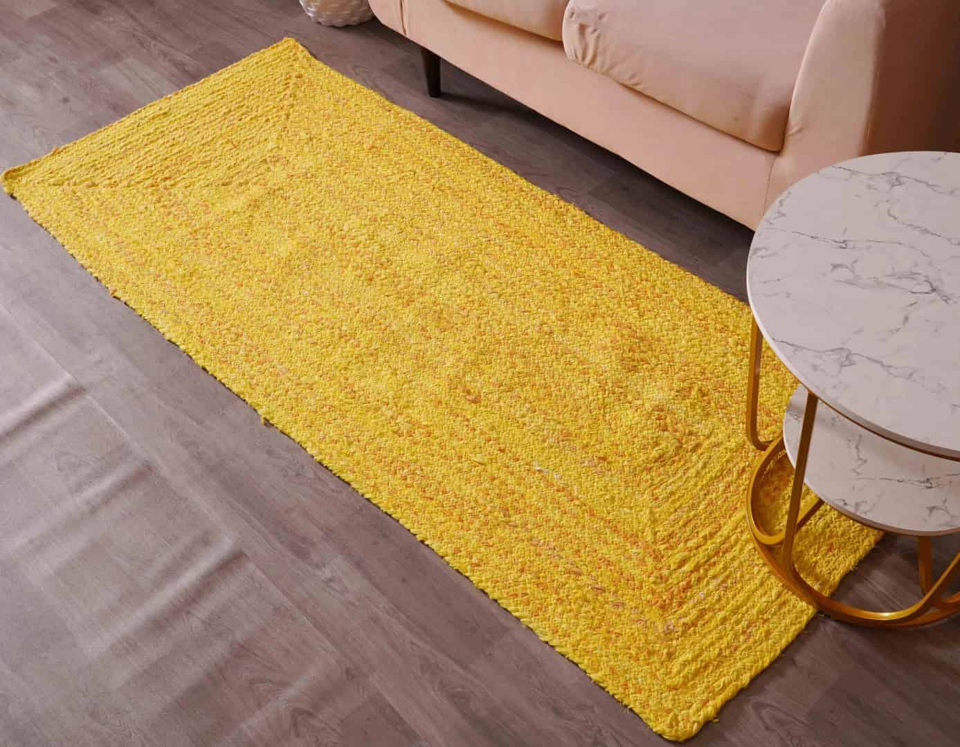 Yellow Handwoven Cotton Chindi Runner Rug and Mat - Image 3