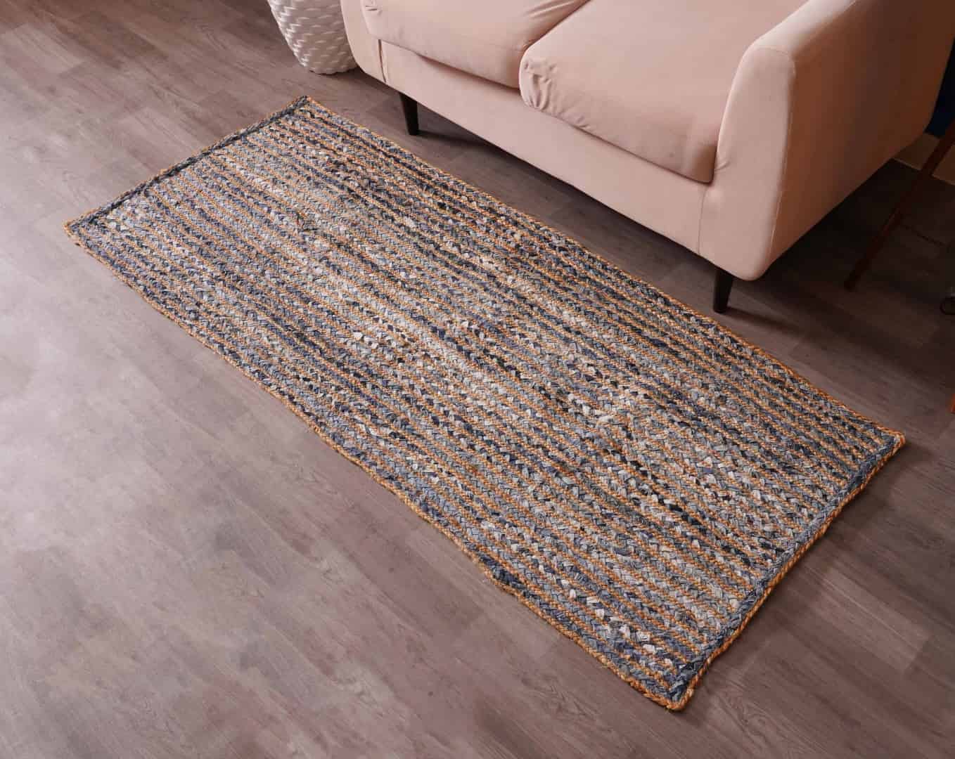 Beige with Multicolor Cotton Hand Braided Runner Rug - Image 2
