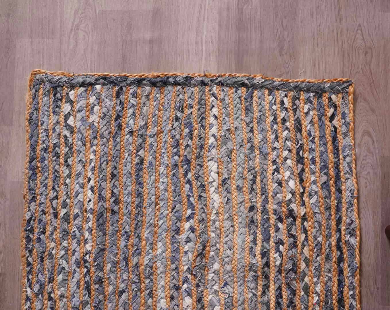 Beige with Multicolor Cotton Hand Braided Runner Rug - Image 3