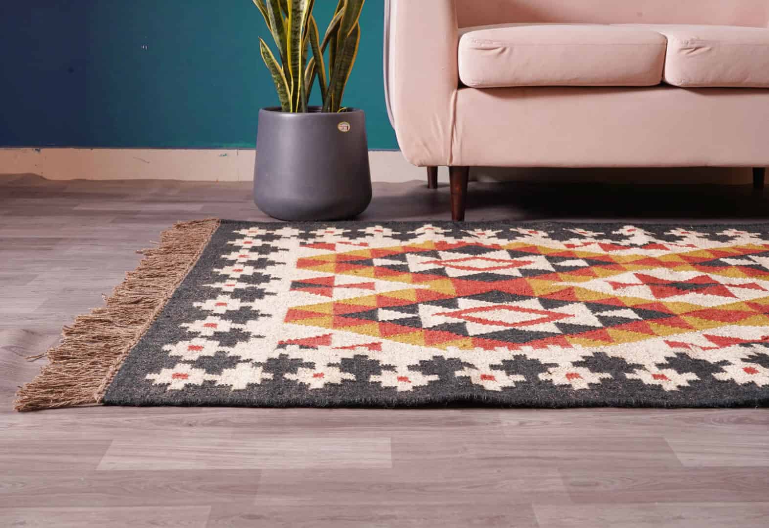 Jute Kilim Rug Wool Southwestern Traditional Jute Bohemian Jute Rug Moroccan Area Rug Boho Decor Indian Large Size Rug For Living Room Decor Rug  - Image 4