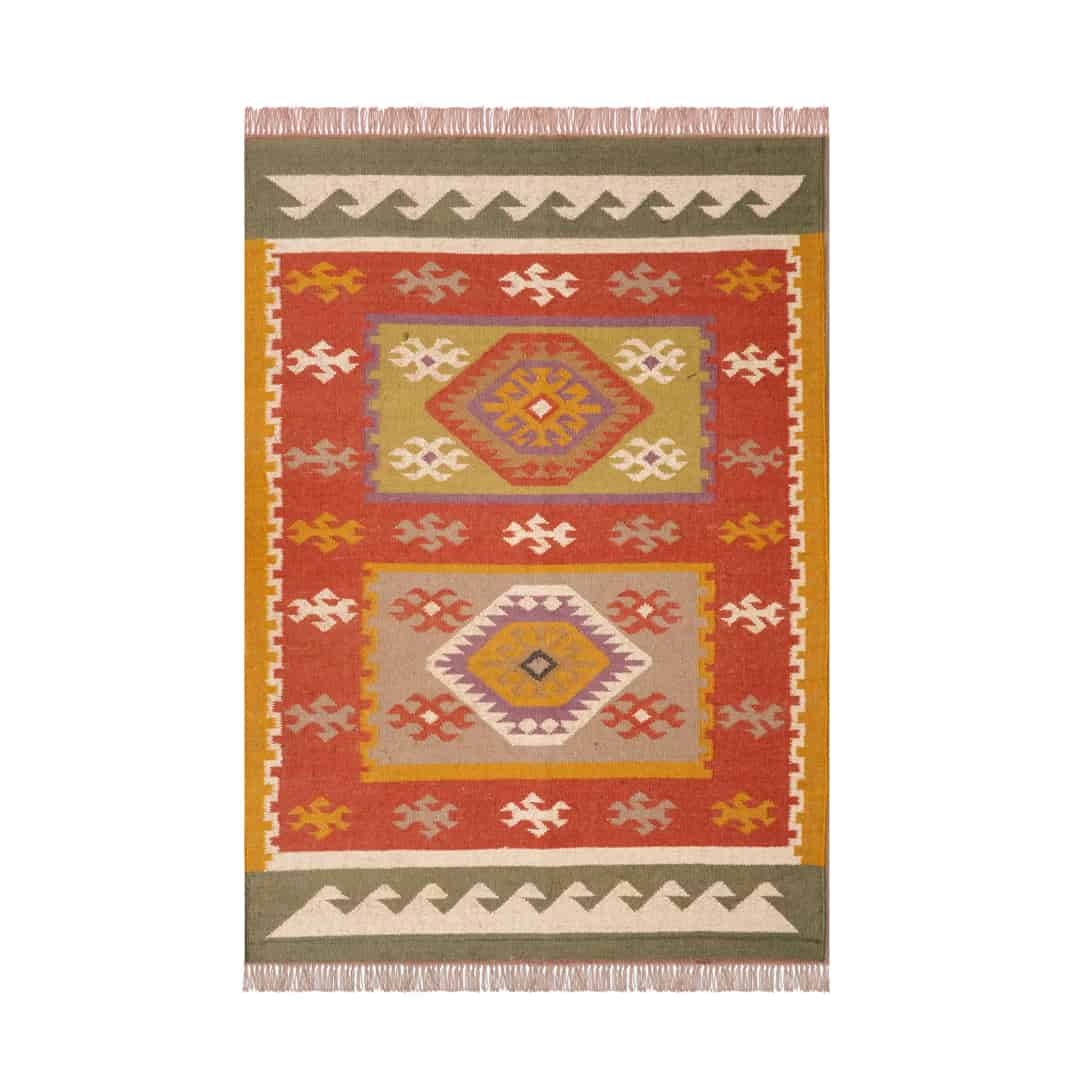 Indian Traditional Multicolor Wool Jute Kilim Rug for Home Decor Vintage Jute Area Rug For Living Room And Kitchen Decor Rug Traditional Jute Rug  - Image 1