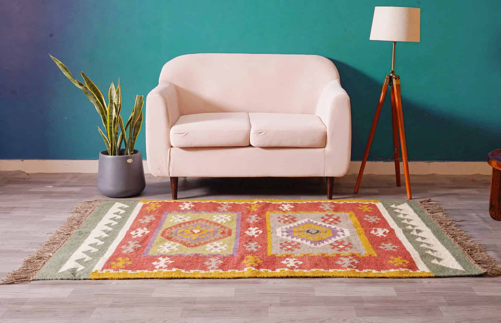 Indian Traditional Multicolor Wool Jute Kilim Rug for Home Decor Vintage Jute Area Rug For Living Room And Kitchen Decor Rug Traditional Jute Rug  - Image 2