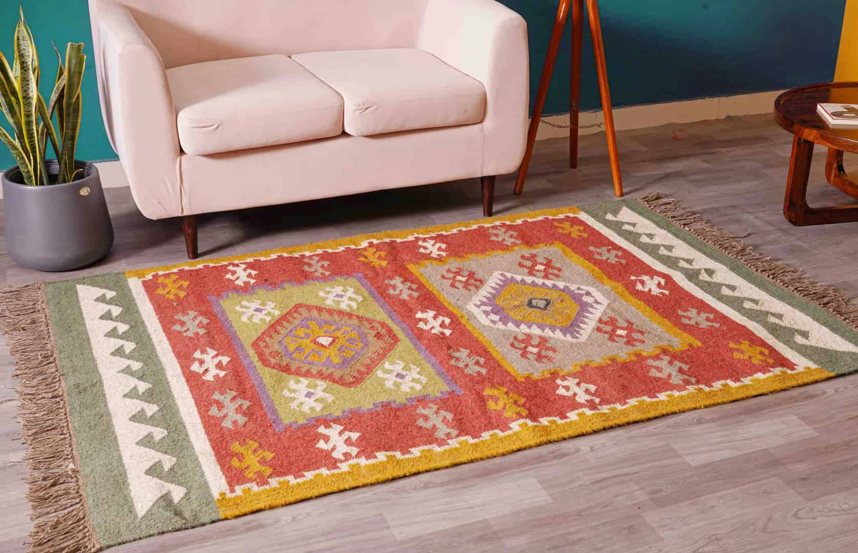 Indian Traditional Multicolor Wool Jute Kilim Rug for Home Decor Vintage Jute Area Rug For Living Room And Kitchen Decor Rug Traditional Jute Rug  - Image 3