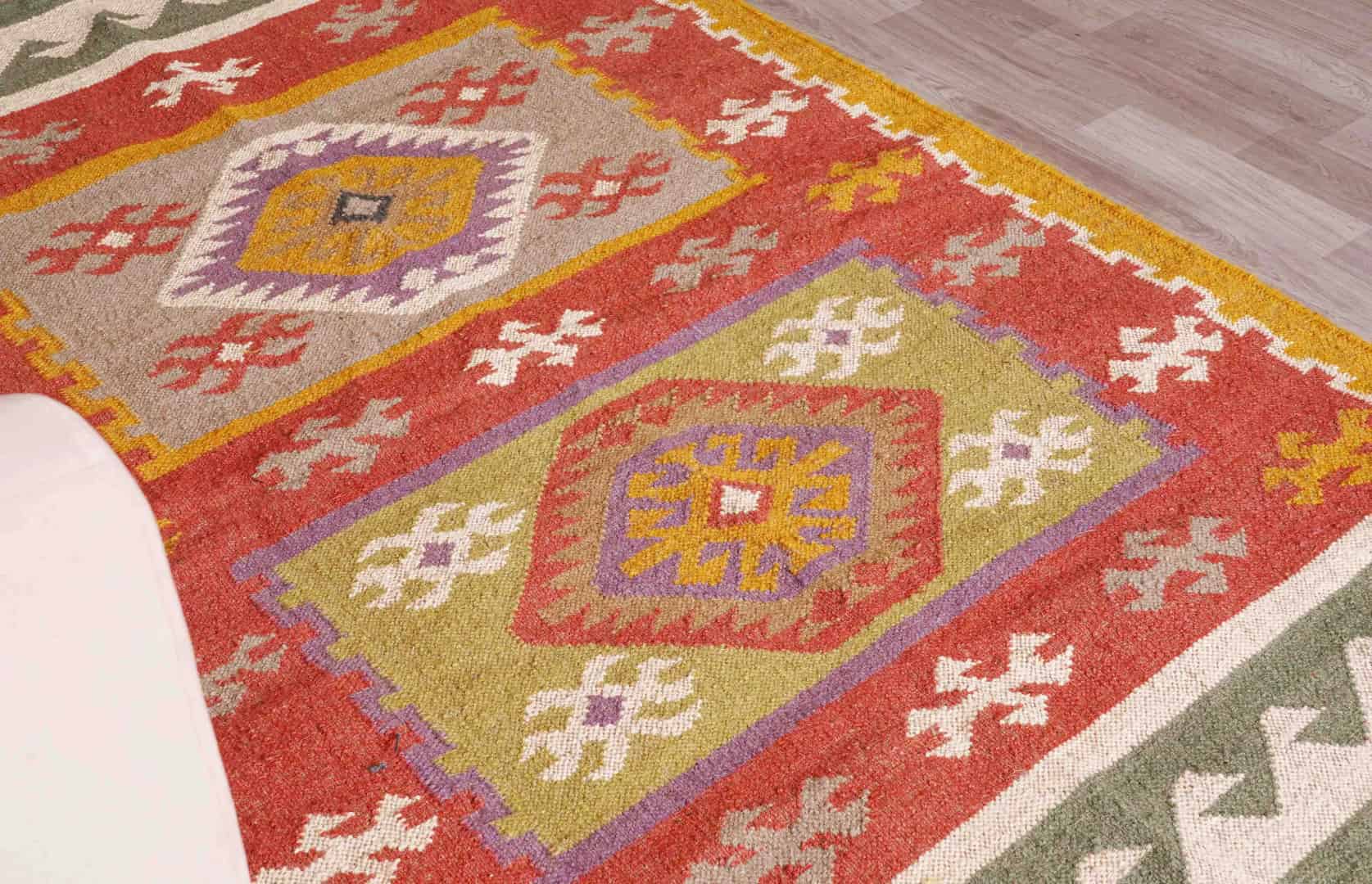 Indian Traditional Multicolor Wool Jute Kilim Rug for Home Decor Vintage Jute Area Rug For Living Room And Kitchen Decor Rug Traditional Jute Rug  - Image 4