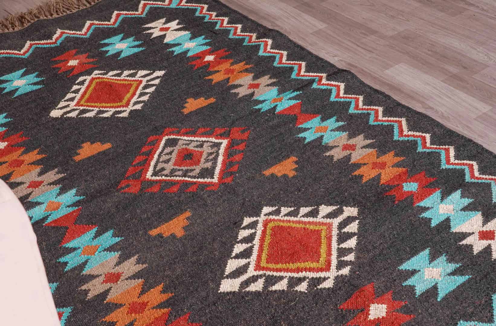 Wool Jute Traditional Kilim Rug Indian Rug Vintage Rug Oushak Rug Vintage Kilim Rug Vintage Large Kilim Jute Dhurrie Boho Decor Area Rug  - Image 7