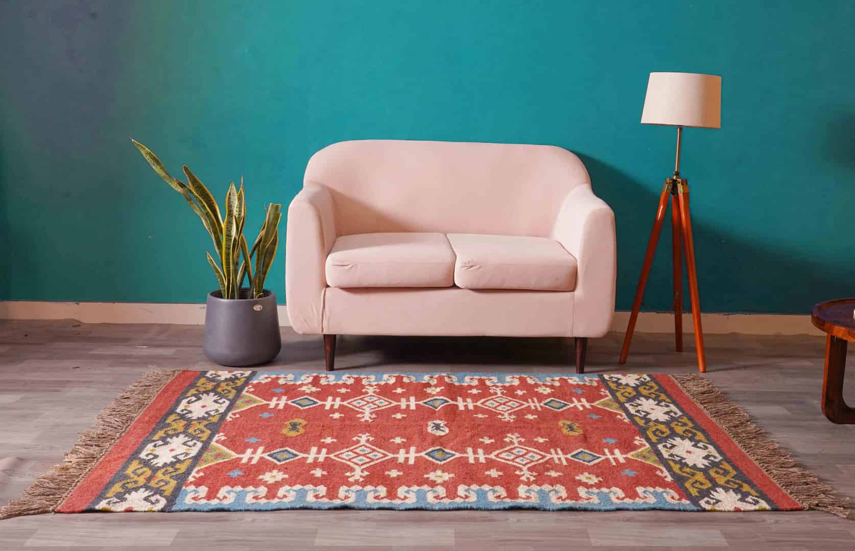 Indian Handwoven Vintage Kilim Multicolor Wool jute Rug with Fringes Jute Rug Rugs For Home Decor Vintage Wool Jute Rug Traditional Kilim Rug Oushak Rug Vintage Kilim Rug - Image 2