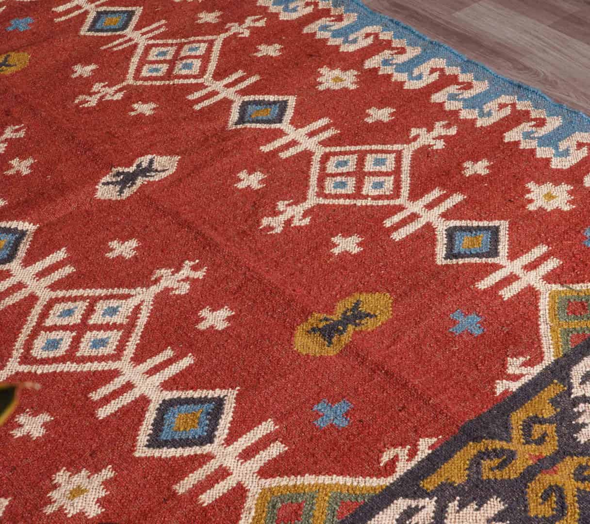 Indian Handwoven Vintage Kilim Multicolor Wool jute Rug with Fringes Jute Rug Rugs For Home Decor Vintage Wool Jute Rug Traditional Kilim Rug Oushak Rug Vintage Kilim Rug - Image 4