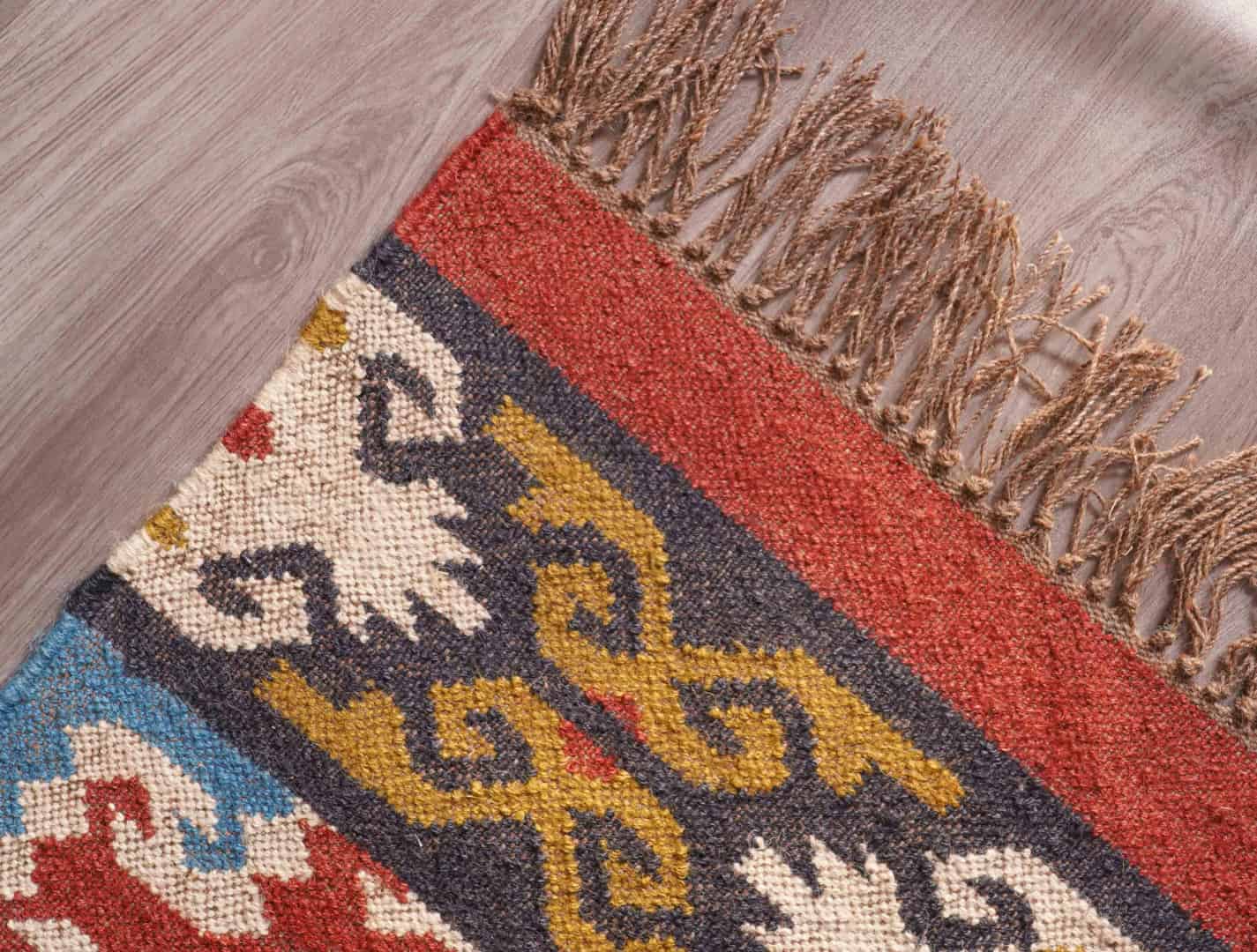 Indian Handwoven Vintage Kilim Multicolor Wool jute Rug with Fringes Jute Rug Rugs For Home Decor Vintage Wool Jute Rug Traditional Kilim Rug Oushak Rug Vintage Kilim Rug - Image 5