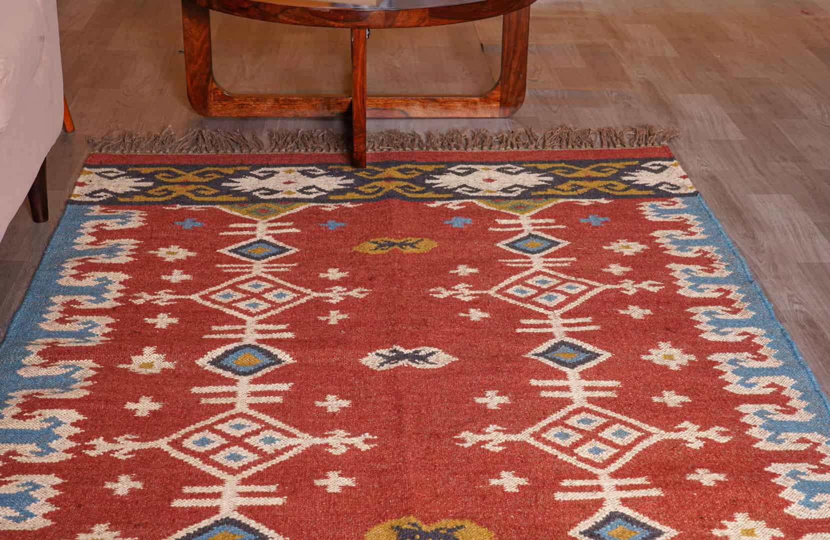 Indian Handwoven Vintage Kilim Multicolor Wool jute Rug with Fringes Jute Rug Rugs For Home Decor Vintage Wool Jute Rug Traditional Kilim Rug Oushak Rug Vintage Kilim Rug - Image 7