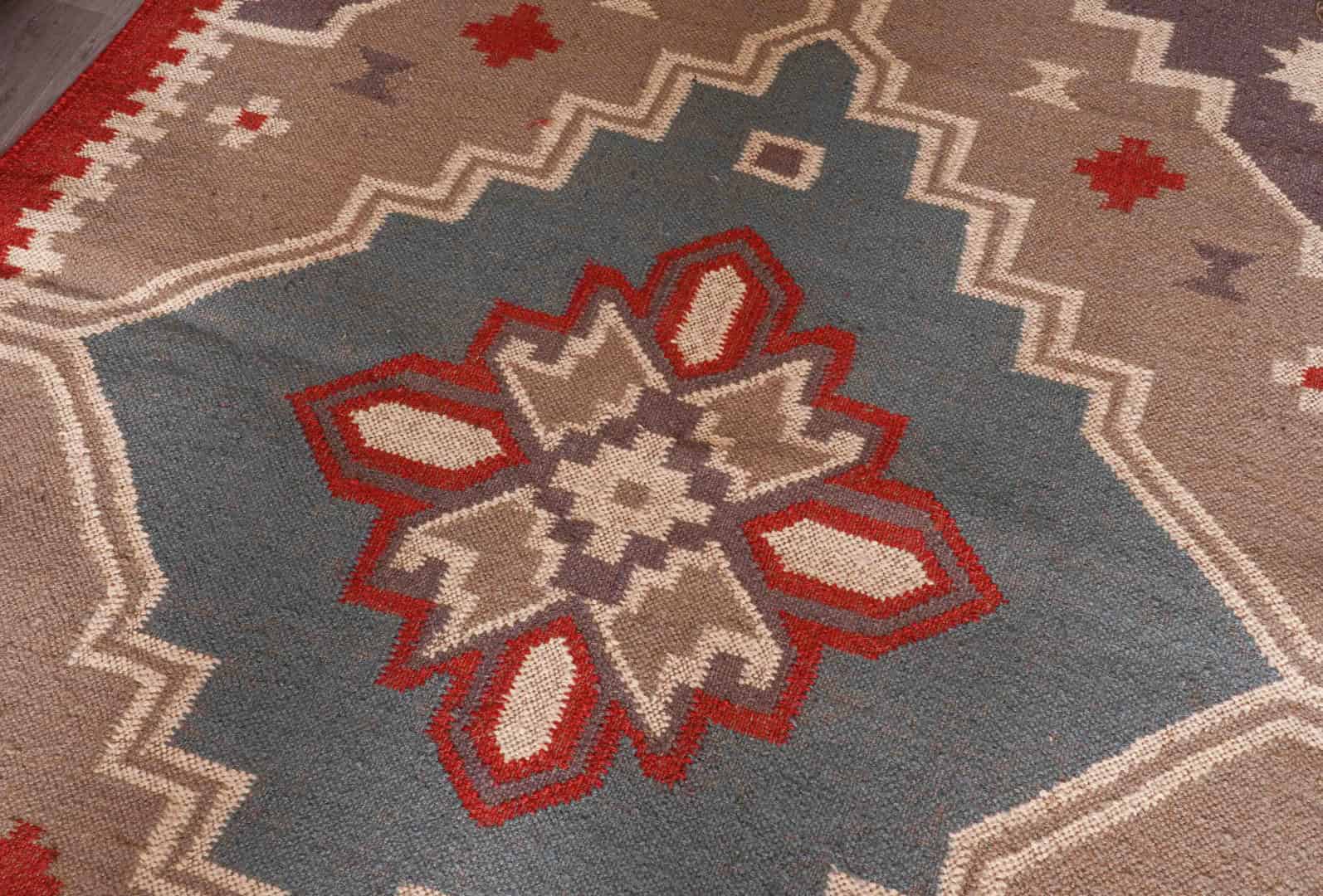 Indian Handwoven Multicolor Wool and Jute Vintage Kilim Rug Handmade Kilim Dhurrie Rug Traditional Indian Bohemian Home Decor Rugs - Image 5