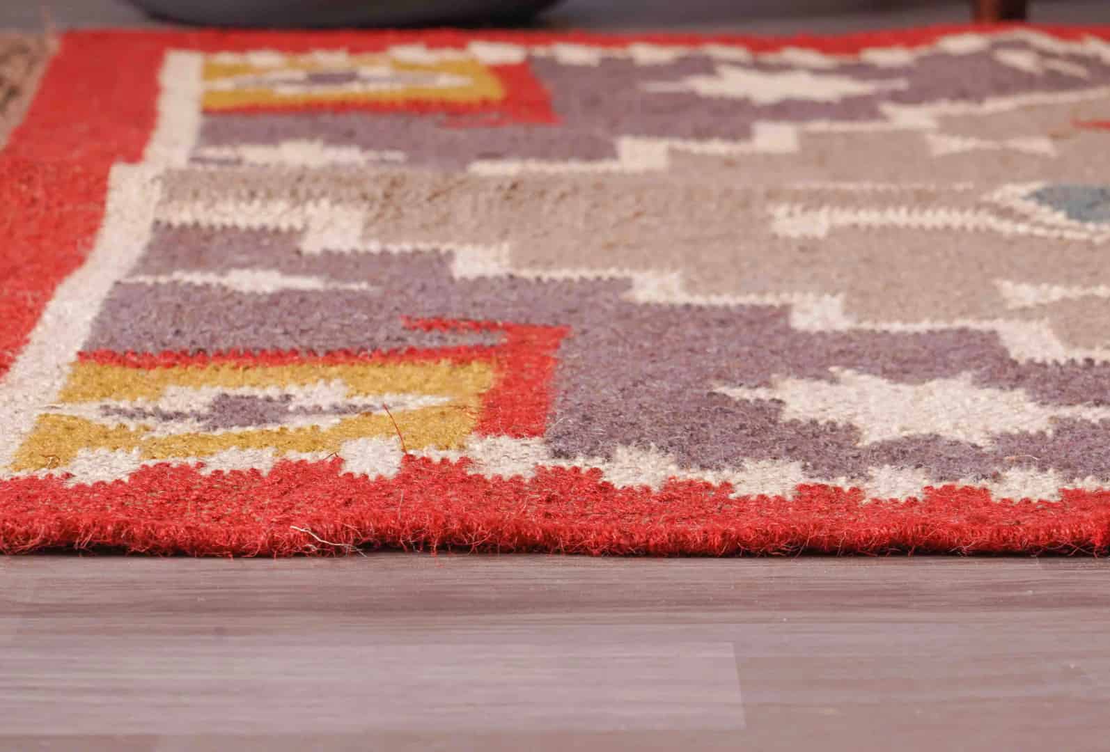 Indian Handwoven Multicolor Wool and Jute Vintage Kilim Rug Handmade Kilim Dhurrie Rug Traditional Indian Bohemian Home Decor Rugs - Image 8