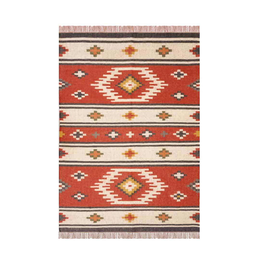 Indian Handwoven Multicolor Wool Jute Kilim Rug With Fringes Jute Rug Large Area Kilim Jute Rug Decorative Home And Kitchen Jute Rug Boho Area Rug  - Image 1