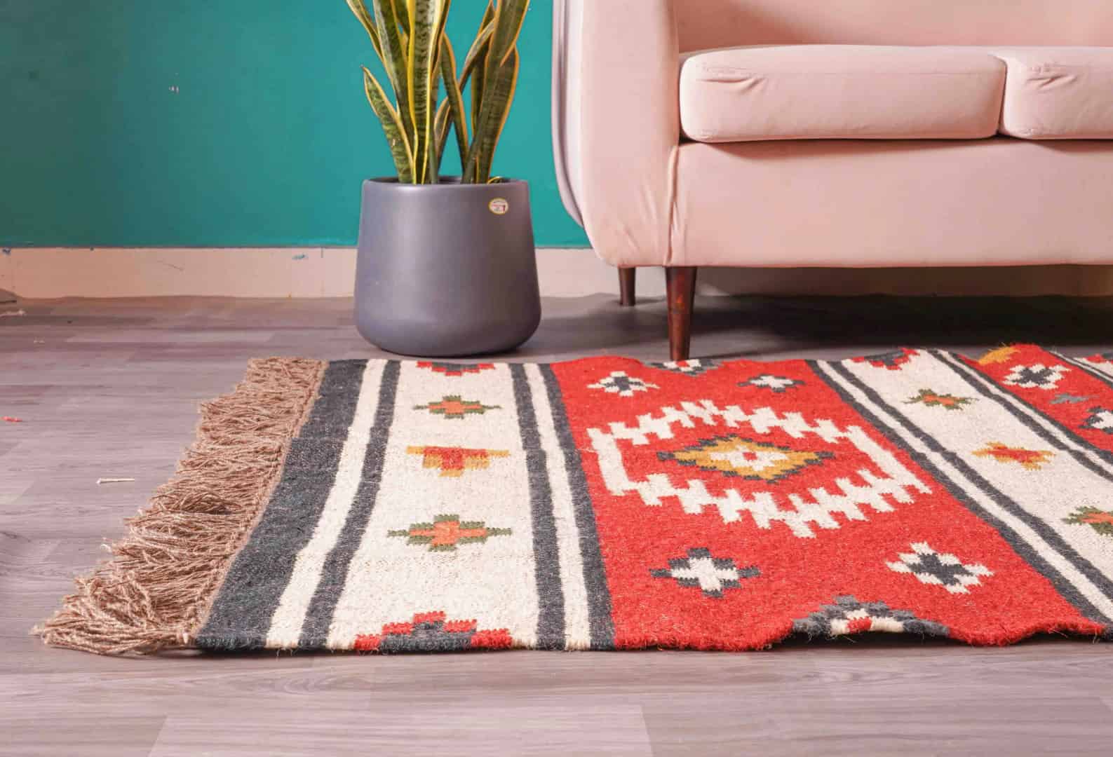 Indian Handwoven Multicolor Wool Jute Kilim Rug With Fringes Jute Rug Large Area Kilim Jute Rug Decorative Home And Kitchen Jute Rug Boho Area Rug  - Image 6