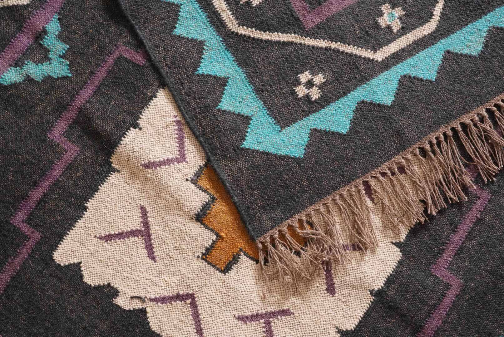 Indian Handwoven Bohemian Wool Jute Kilim Rug with Fringes Jute Rug Wool and Jute Rug Handmade Kilim Dhurrie Rug Traditional Indian jute Area rug - Image 2