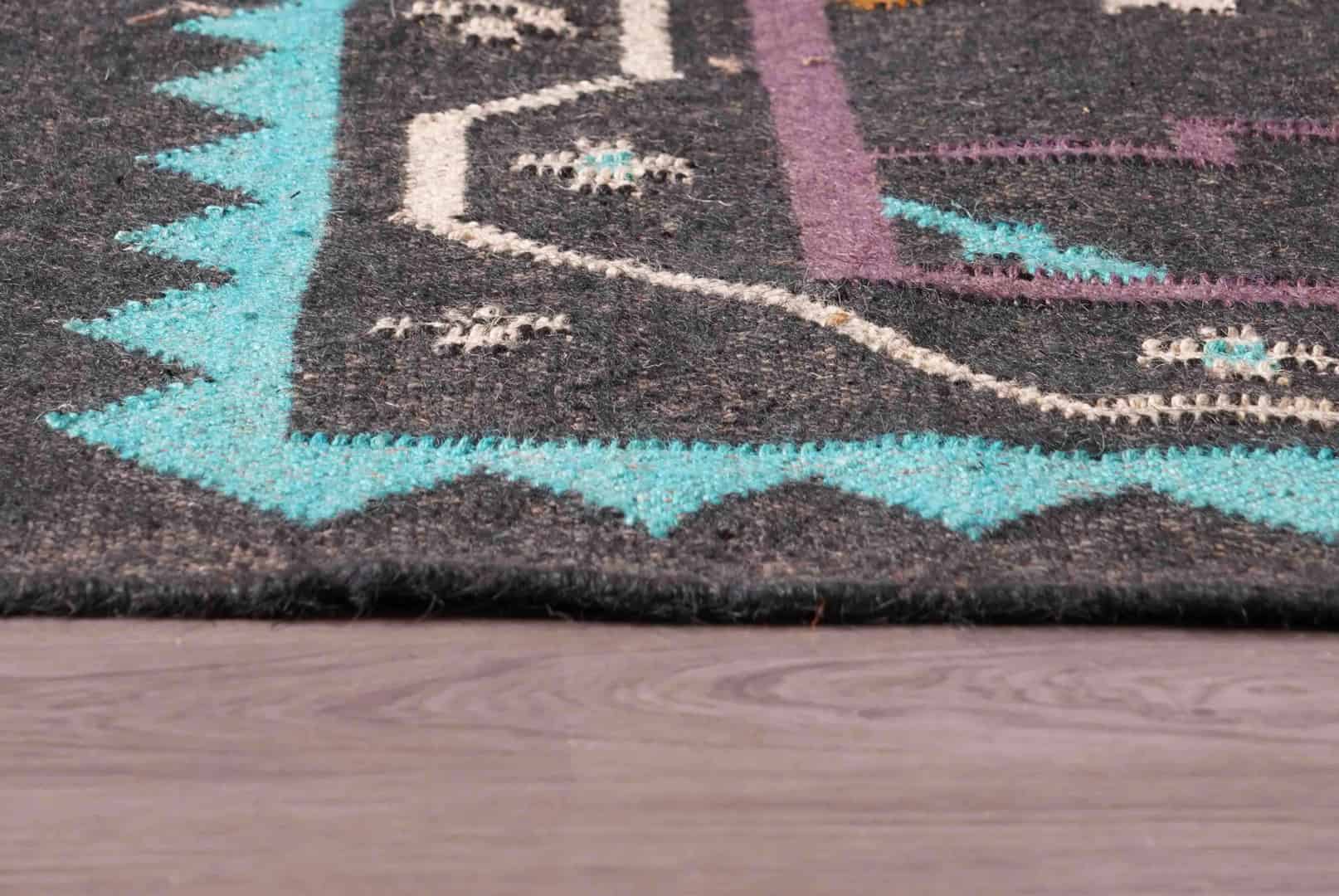 Indian Handwoven Bohemian Wool Jute Kilim Rug with Fringes Jute Rug Wool and Jute Rug Handmade Kilim Dhurrie Rug Traditional Indian jute Area rug - Image 7