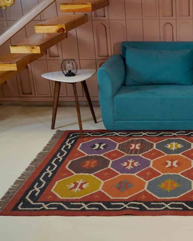 Chouhan-KLM400008 Traditional Multicolor Wool Jute Kilim Rug - Image 6