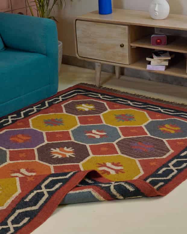 Chouhan-KLM400008 Traditional Multicolor Wool Jute Kilim Rug - Image 4