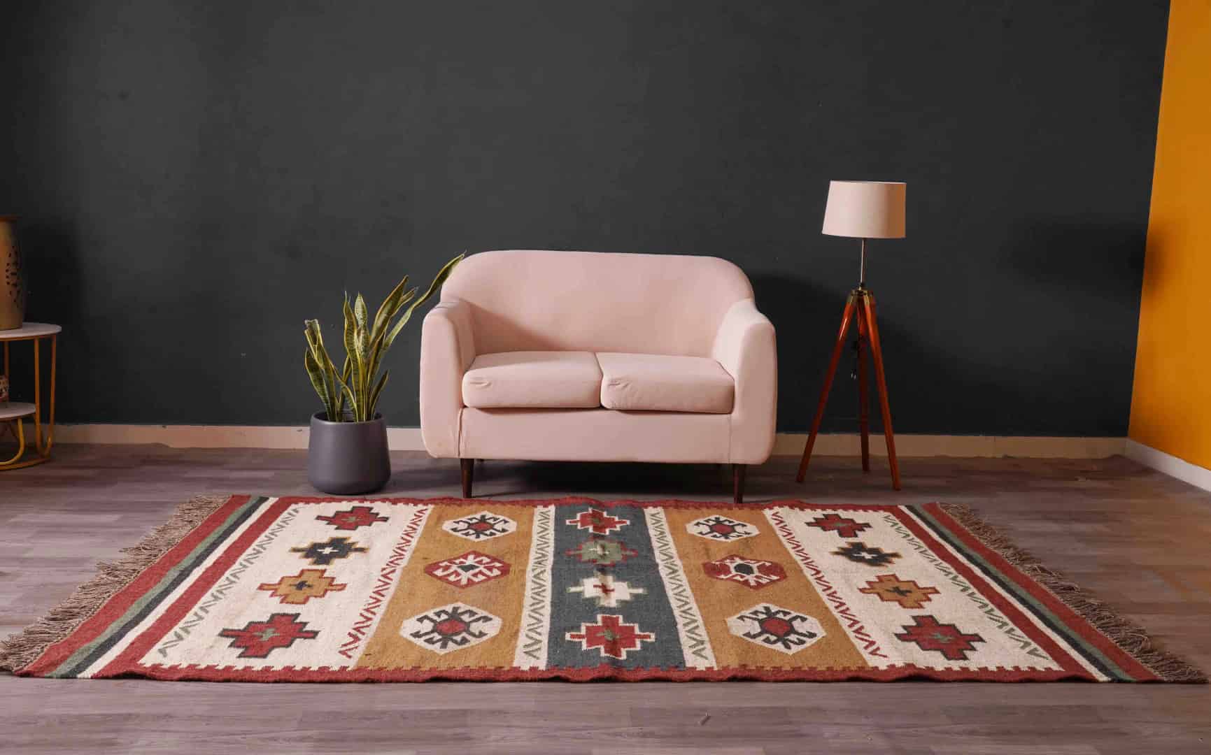 Wool Jute Rugs For Home Decor Vintage Wool Jute Rug Traditional Kilim Rug Indian Rug Vintage Rug Oushak Rug Vintage Kilim Rugs - Image 3