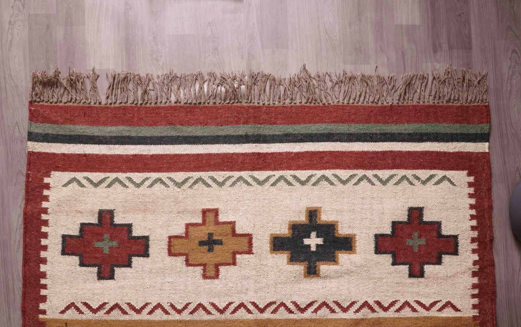 Wool Jute Rugs For Home Decor Vintage Wool Jute Rug Traditional Kilim Rug Indian Rug Vintage Rug Oushak Rug Vintage Kilim Rugs - Image 6