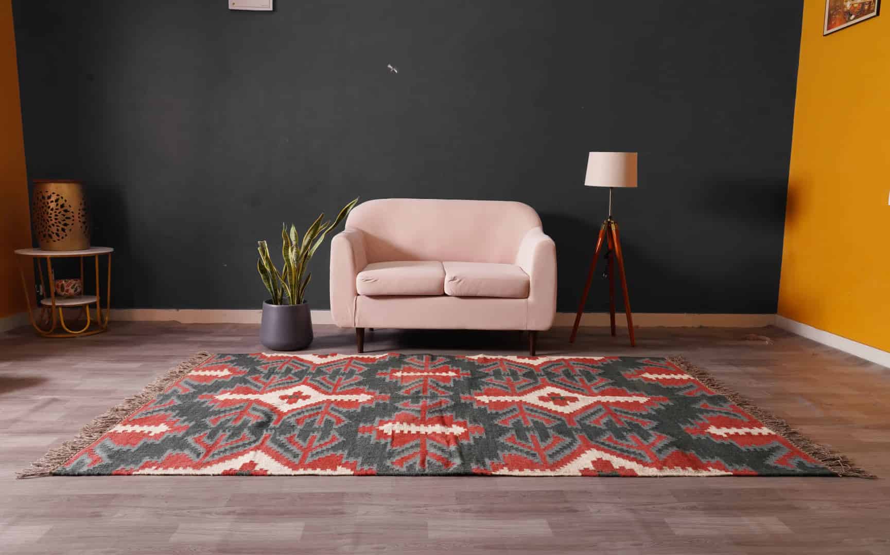 Indian Handwoven Multicolor Wool Jute Kilim Rug with Fringes Jute Rug Entryway Jute Kilim Rug Living Room Boho Decor Area Rug  - Image 3