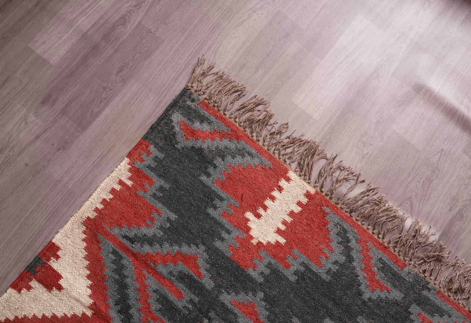 Indian Handwoven Multicolor Wool Jute Kilim Rug with Fringes Jute Rug Entryway Jute Kilim Rug Living Room Boho Decor Area Rug  - Image 7