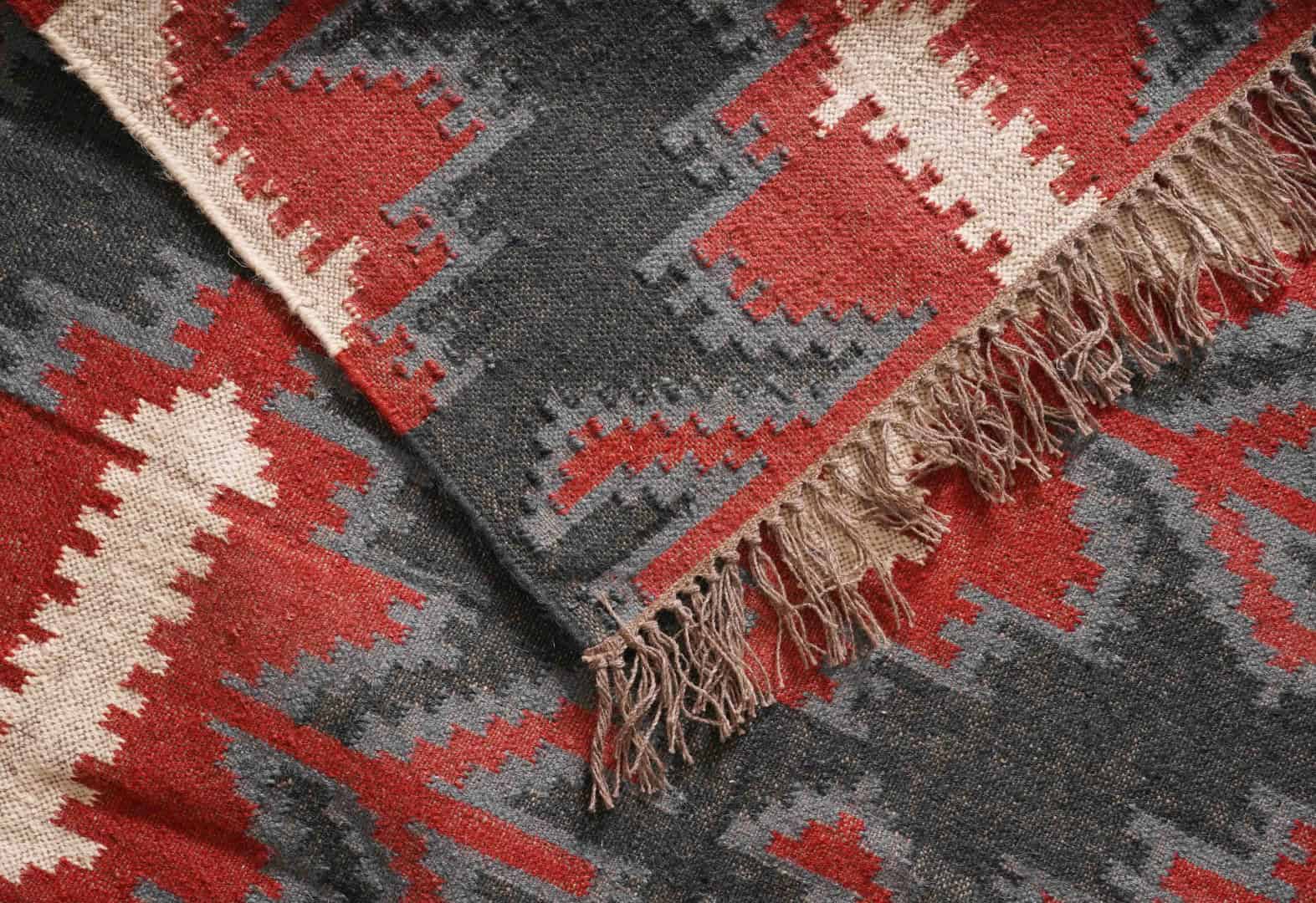 Indian Handwoven Multicolor Wool Jute Kilim Rug with Fringes Jute Rug Entryway Jute Kilim Rug Living Room Boho Decor Area Rug  - Image 9