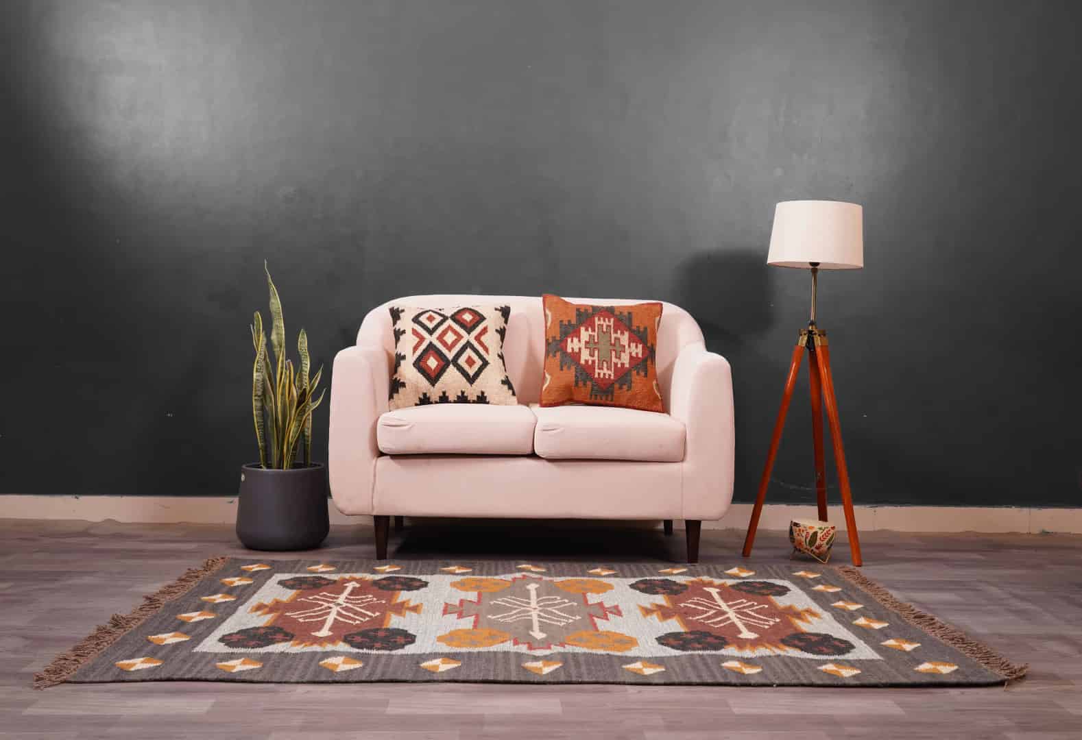 Vintage Indian Antique Look Multicolor Wool Jute Kilim Rug with Fringes Jute Rug For Living Room Decor Rug Vintage Large Area Jute Kilim Rug  - Image 2