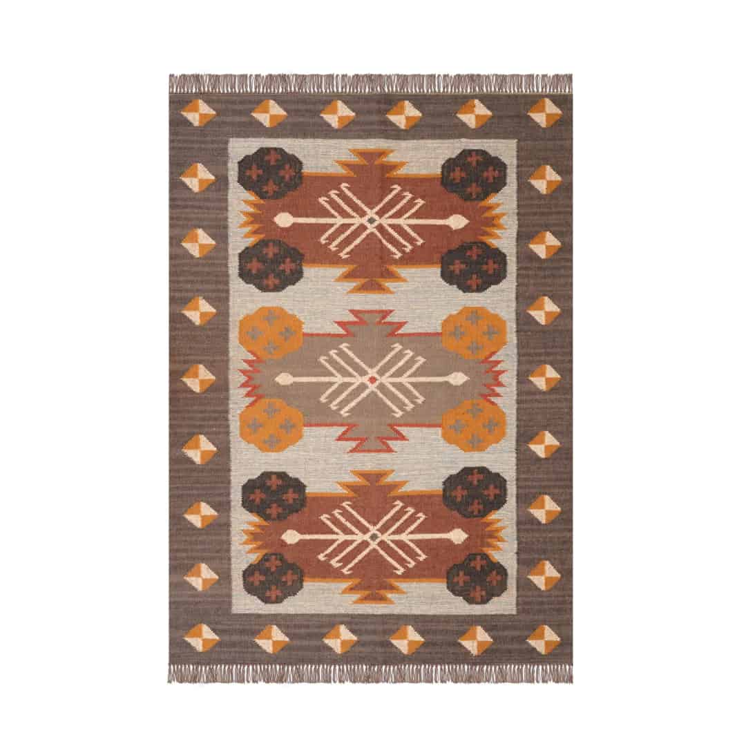 Vintage Indian Antique Look Multicolor Wool Jute Kilim Rug with Fringes Jute Rug For Living Room Decor Rug Vintage Large Area Jute Kilim Rug  - Image 1