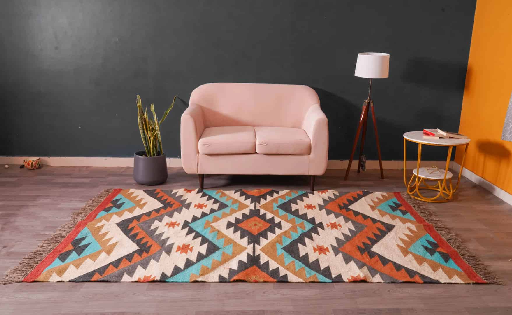 Handwoven Bohemian Eco Friendly Multicolor Wool Jute Kilim Rug Large Area Jute Dhurrie Rug For Living Room And Kitchen Decor Rug  - Image 2