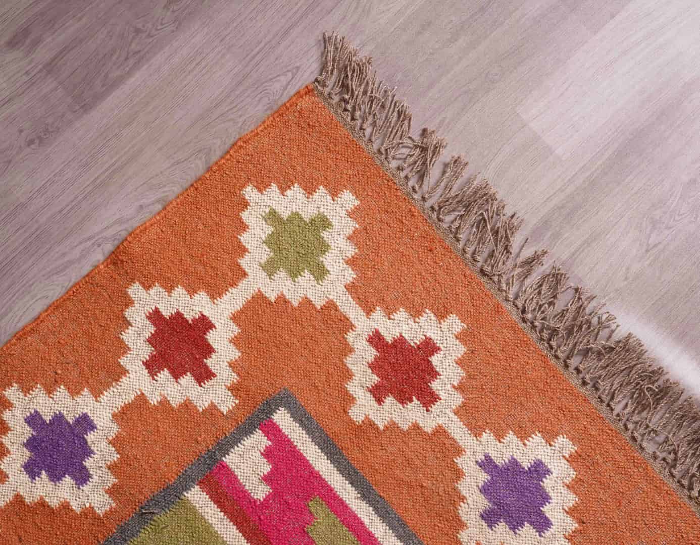 Kilim Rug Handwoven Wool and Jute Rug Handmade Kilim Dhurrie Rug Traditional Indian jute Area rug Traditional Wool jute Kilim Rug  - Image 5