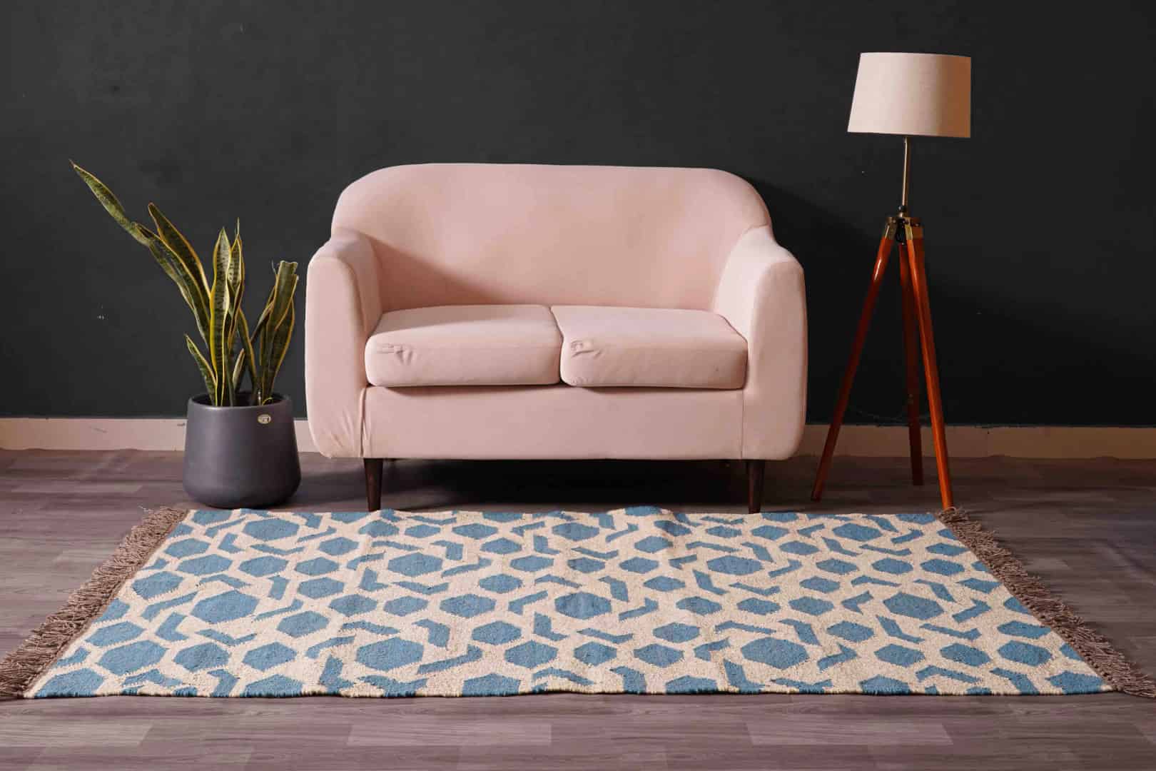 Off White and Blue Handwoven Wool Jute Kilim Rug Jute Rug wool rug Kilim Dhurrie Large Area Jute Kilim Rug For Living Room - Image 2