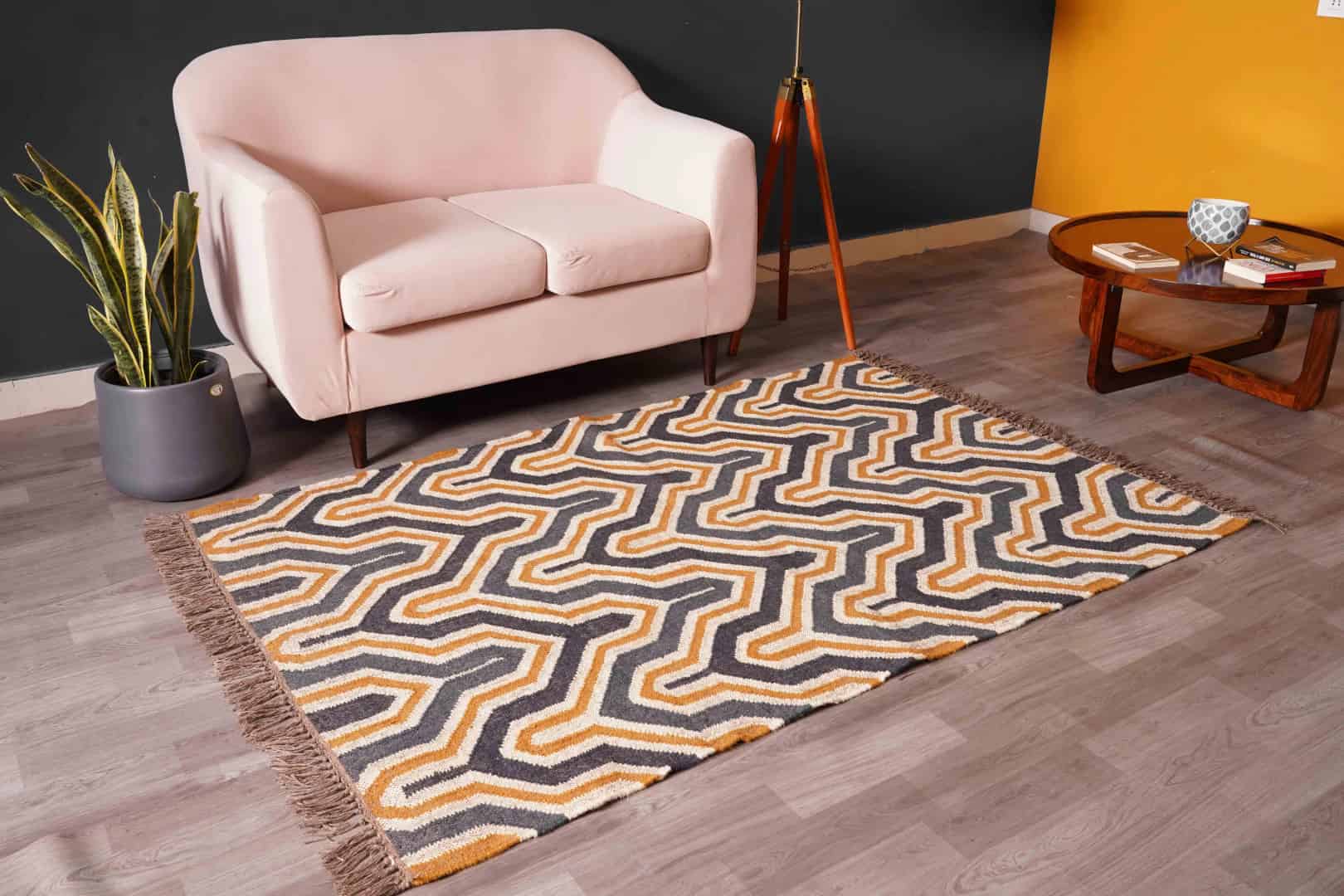 Handwoven Vintage KILIM Rug Multicolor Jute Rug wool rug Kilim Dhurrie traditional Indian Chic Victorian Hipster Living Room Decor Rug  - Image 3