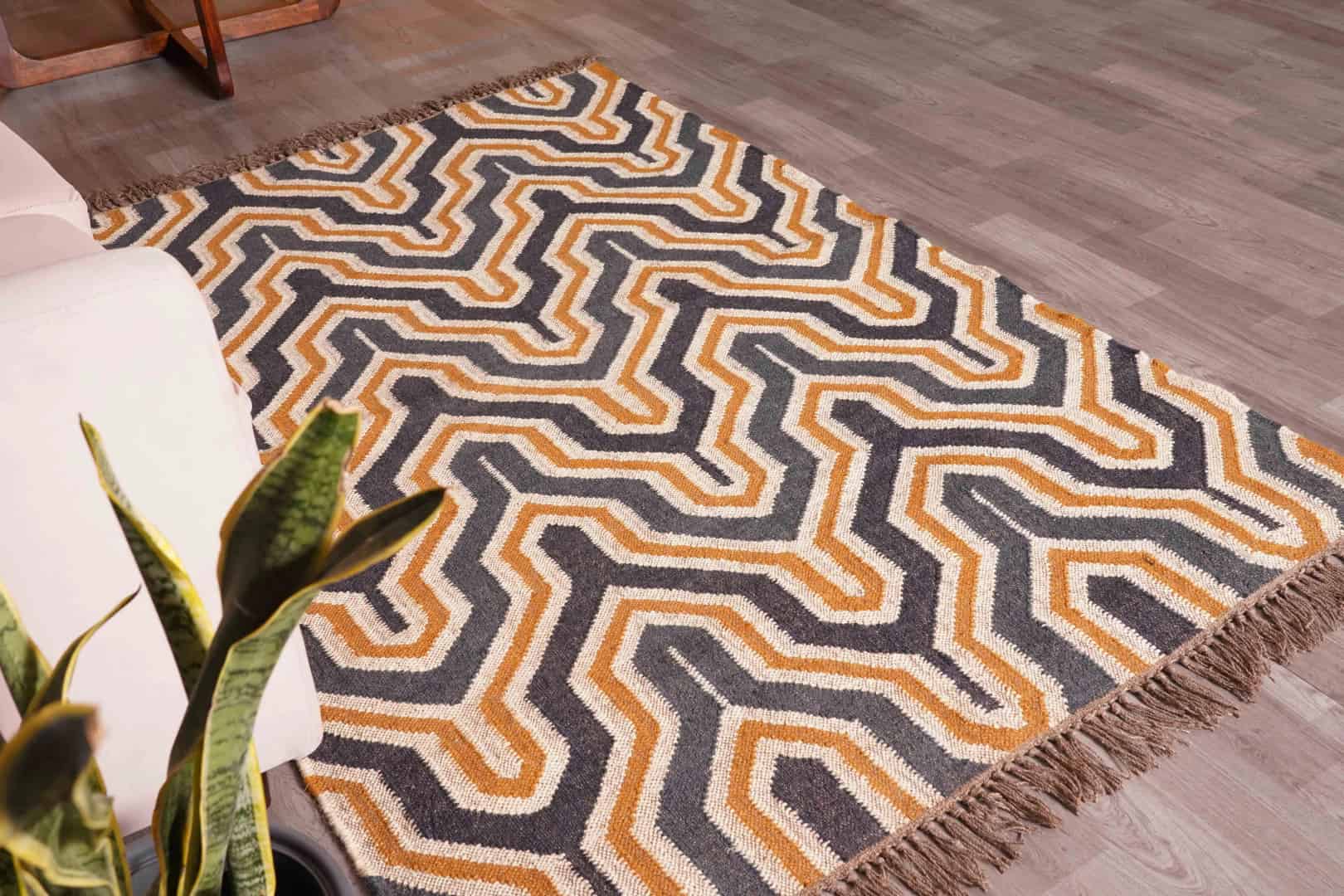 Handwoven Vintage KILIM Rug Multicolor Jute Rug wool rug Kilim Dhurrie traditional Indian Chic Victorian Hipster Living Room Decor Rug  - Image 5