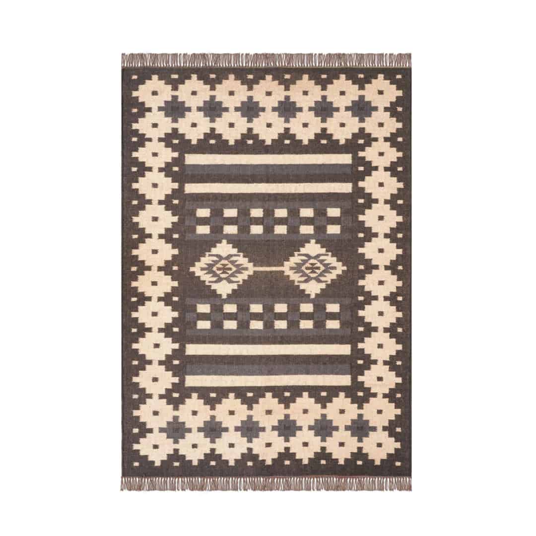 Rugs For Home Decor Vintage Black with Off White Design Wool Jute Rug Traditional Kilim Rug Indian Rug Oushak Rug Vintage Kilim Rugs - Image 1