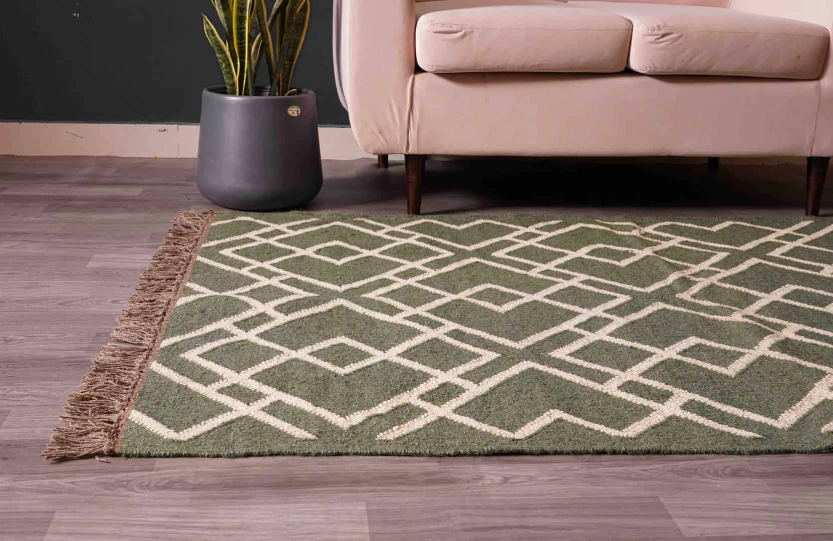 Green with Off White Design Wool Jute Traditional Kilim Rug Indian Rug Vintage Kilim Rugs Kilim Rug Vintage Rug Oushak Rug Vintage Large Area Rug  - Image 4