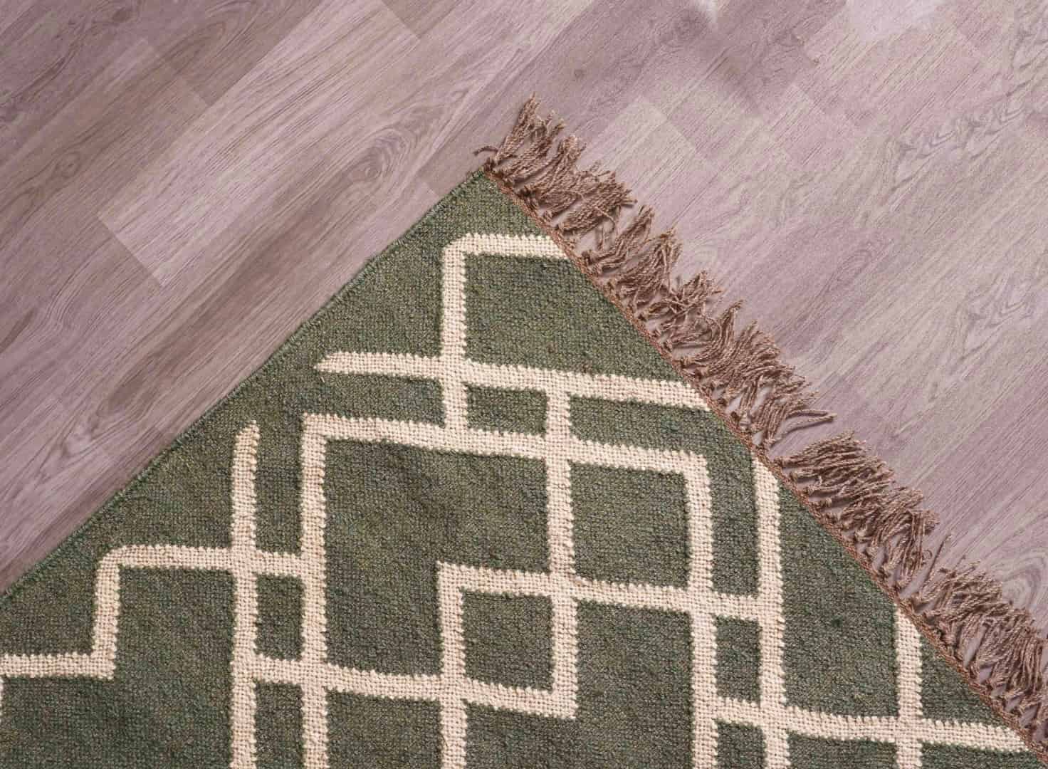 Green with Off White Design Wool Jute Traditional Kilim Rug Indian Rug Vintage Kilim Rugs Kilim Rug Vintage Rug Oushak Rug Vintage Large Area Rug  - Image 7