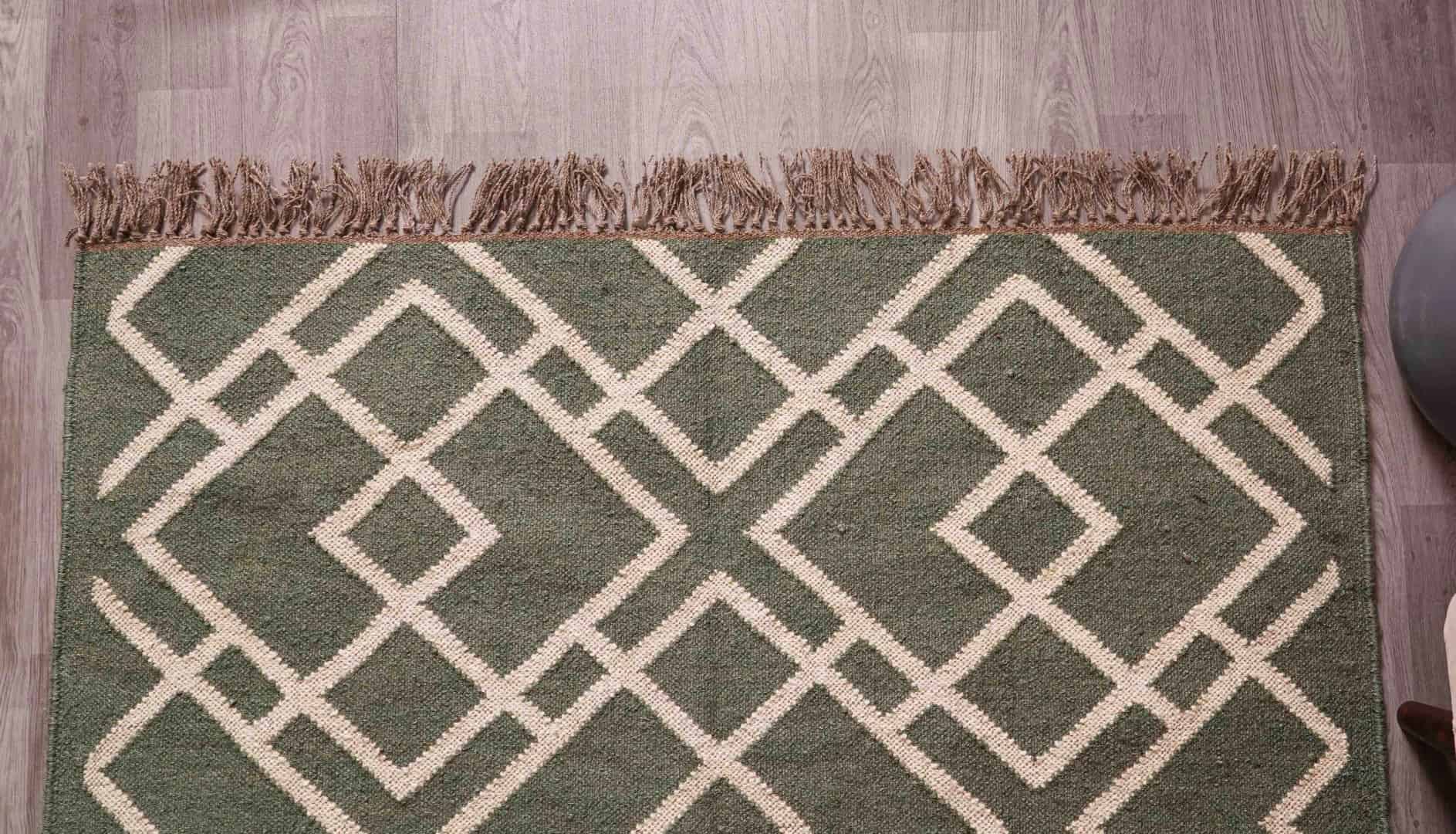 Green with Off White Design Wool Jute Traditional Kilim Rug Indian Rug Vintage Kilim Rugs Kilim Rug Vintage Rug Oushak Rug Vintage Large Area Rug  - Image 8