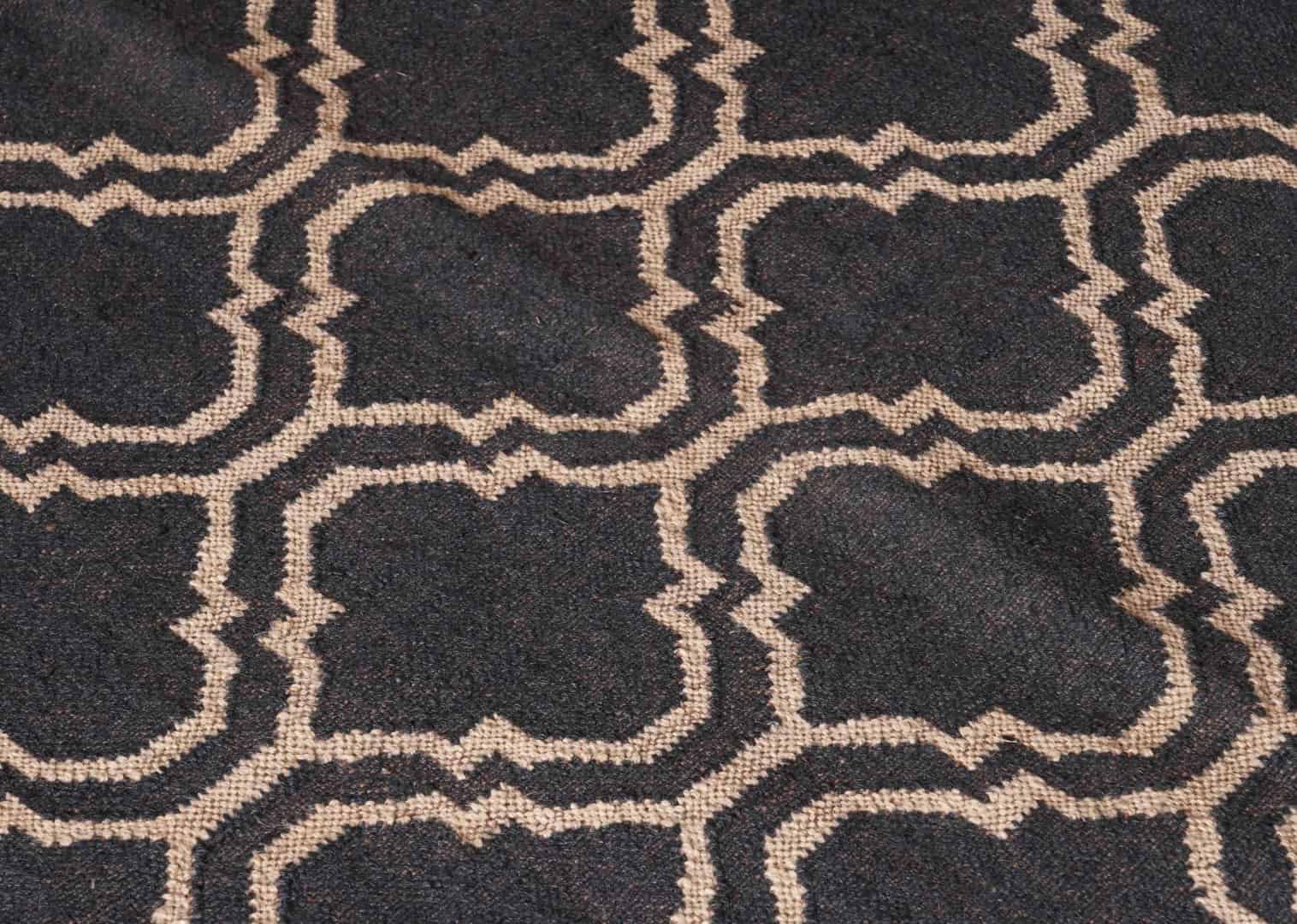 Black with Off White Design Handwoven Wool Jute Kilim Rug Rectangle Shape Large Kilim Dhurrie Rug Bohemian Jute Area Rug  - Image 9