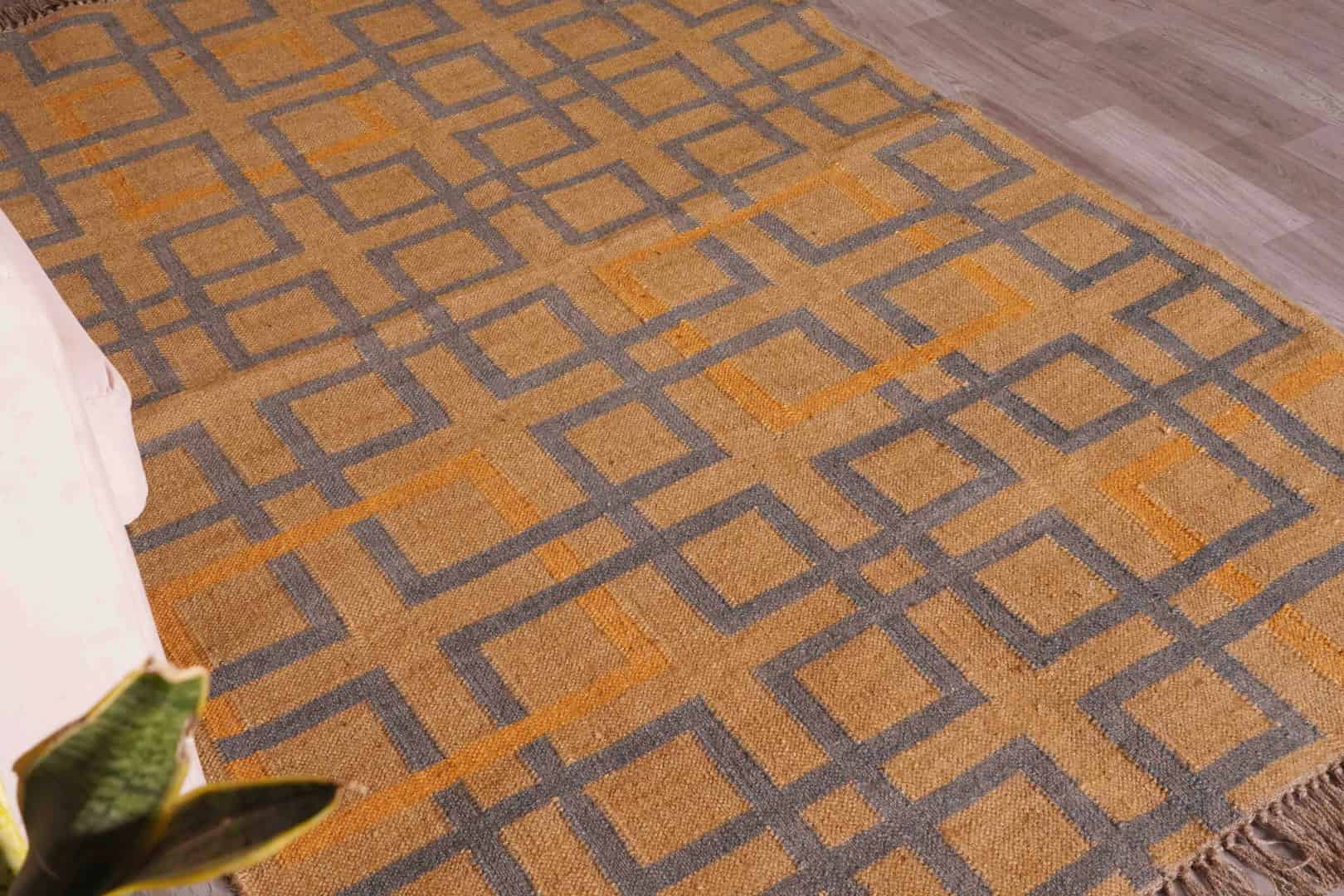 Vintage Wool Jute Rugs For Home Decor Traditional Kilim Rug Indian Rug Vintage Rug Oushak Rug Vintage Kilim Rugs Kilim Large Area Rug  - Image 3