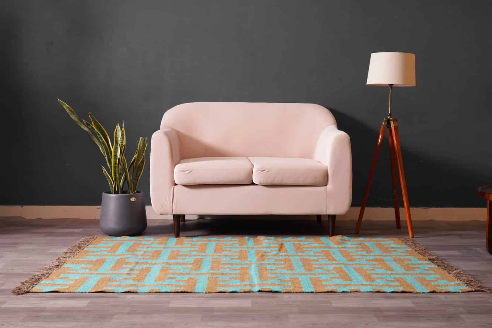 Vintage Beige with Bottle Green Design Wool Jute Kilim Rug Handwoven Handmade Kilim Dhurrie Rug Traditional Indian jute Area rug - Image 2