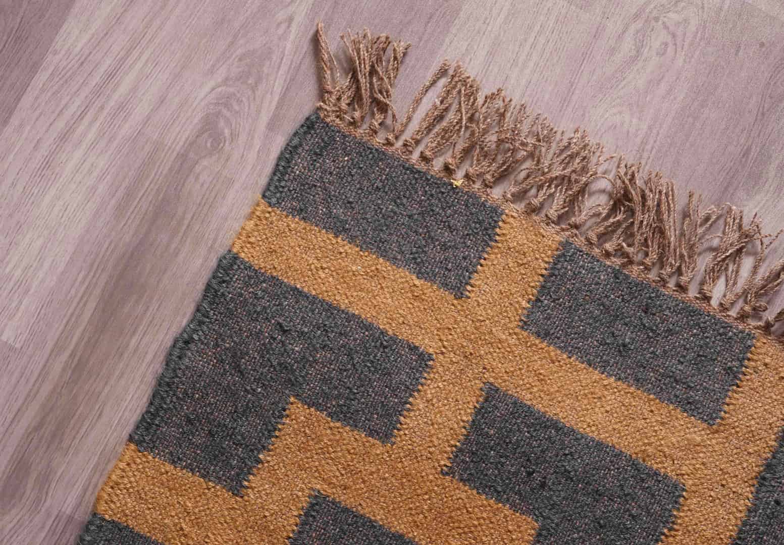 Custom Size Handwoven Black with Orange Design Wool Jute Vintage Kilim Rug Traditional Wool Kilim Rug With Fringes Decor Large Dhurrie - Image 4