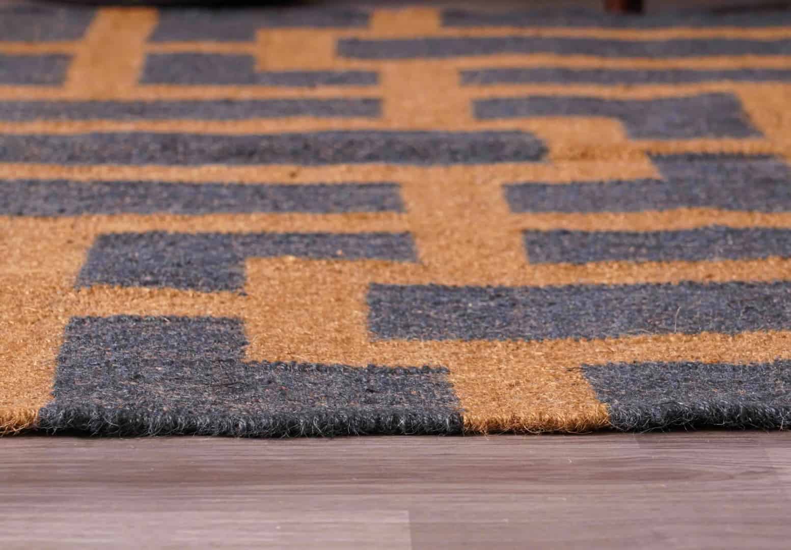 Custom Size Handwoven Black with Orange Design Wool Jute Vintage Kilim Rug Traditional Wool Kilim Rug With Fringes Decor Large Dhurrie - Image 6